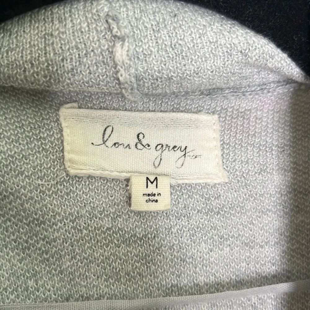 LOU & GREY gray and white blurred striped open front cardigan size Medium - Picture 8 of 14
